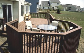 copyright by Leon A. Frechette/C.R.S., Inc. and Mike Mangan, trex, try trex for decks, build a deck with trex, building a deck with trex, deck construction with trex, construct a deck using trex, constructing a deck with trex, building decks, building a deck