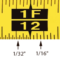 tape measure blade marked at 1/32-inch, copyright by Leon A. Frechette/C.R.S., Inc.