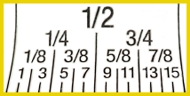 tape measure, numbers in two colors, inch numbers in black, red numbers on top scale, black and red numbers, upper number scales, lower number scales, EasyPoint ProTape, Learn How to Read and Choose a Tape Measure, copyright by Leon A. Frechette/C.R.S., Inc.