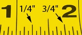 1/4-inch increment shown on a tape measure blade, copyright by Leon A. Frechette/C.R.S., Inc.