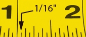 1/16-inch increments shown on a tape measure blade, copyright by Leon A. Frechette/C.R.S., Inc.