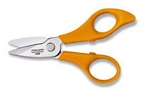 Fiskars, Data Comm Scissors, pair of utility scissors, build and repair electronics, maintain computers, utility scissors help in setting up a network, repair and maintain office computers, acquire new utility scissors, unusual scissors handle design, serrated stainless steel blades, stripping wire